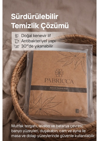 Kenevir Temizlik Bezi Doğal Ve Sürdürülebilir, , Zorlu Kir Ve Su Lekelerine Etkili Çok Renkli