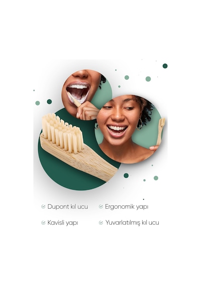 Tbrush Kremrengi Doğal Bambu Vegan Diş Fırçası - Medium (orta Sert) + Paslanmaz Çelik Dil Temizleyici