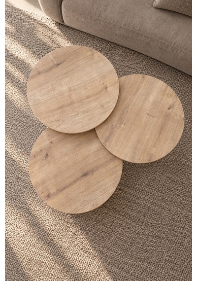 Soyasis Livia Bohem 3'lü Zigon Sehpa 40 Cm - Safir Meşe