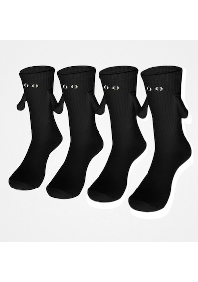 Carnaval Socks 2'li El Ele Tutuşan Siyah Sevgili Çorabı Siyah