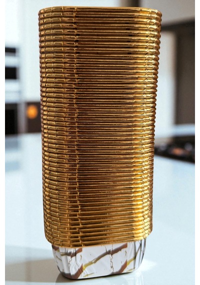 50'li Gold Muffin Kek Ve Sufle Kapsülü Desenli Cupcake Pişirme Kalıbı 8cm Gold