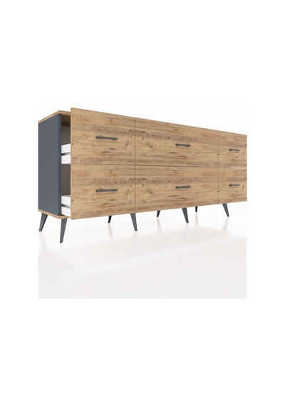 Hyperion Konsol 6 Çekmeceli 176x44x83 Antrasit-antrasit/çam Antrasit/çam Hyperion Konsol 6 Çekmeceli 176x44x83 Antrasit-antrasit/çam Antrasit/çam
