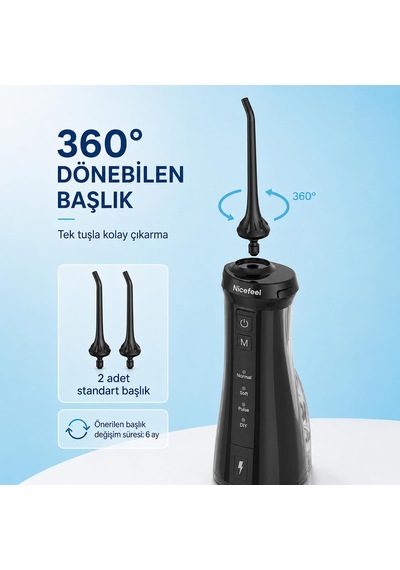 Nicefeel Fc5610 Taşınabilir,şarjlı,masajlı,diş Teli/protez Bakım Profesyonel Ağız Duşu-siyah