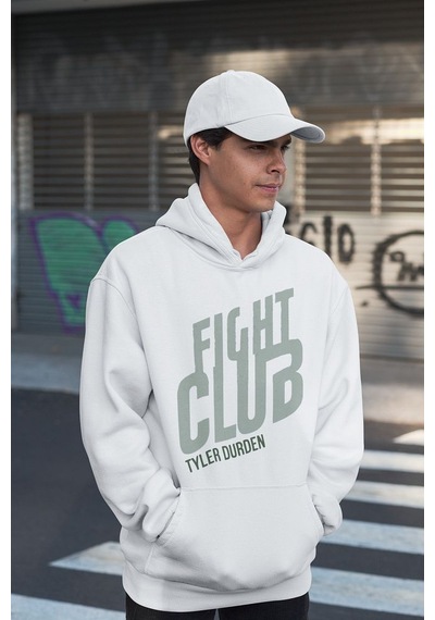 Sevbano Fight Club Tyler Durden Baskılı Unisex Oversize Film Karakteri Ho Beyaz