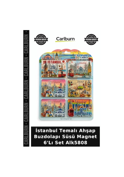 Özel Üretim Hediyelik Hatıra Mutfak İstanbul Temalı Ahşap Buzdolapı Süsü Magnet 6'lı Set Alk5808