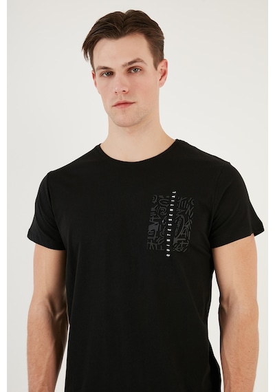 Buratti Bisiklet Yaka Pamuklu Slim Fit Erkek T Shirt 541Quint Siyah