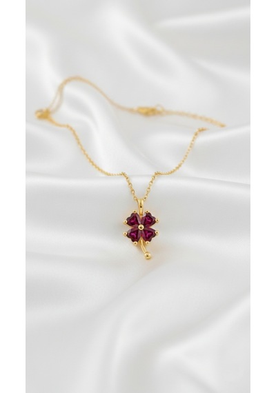Çekirdekjewelry 925 Ayar Gümüş Altın Kaplama Yonca Kolye Sarı