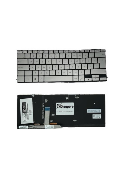 Asus İle Uyumlu Ux490ua-be009t, Ux490ua-be037t Notebook Klavye Işıklı Gümüş Gri Tr