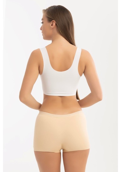Basic Lazer Kesim Dikişsiz Kadın Boxer Külot 3'lü Paket Ten Ten