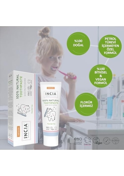 %100 Doğal Diş Macunu Bebek Ve Çocuk Karışık Meyve Aromalı Florürsüz 50 Ml