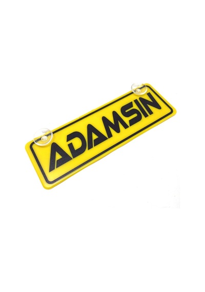 Adamsın Yazılı Sarı Dekor Plaka Vantuzlu Cam Süsü 22x7.5cm