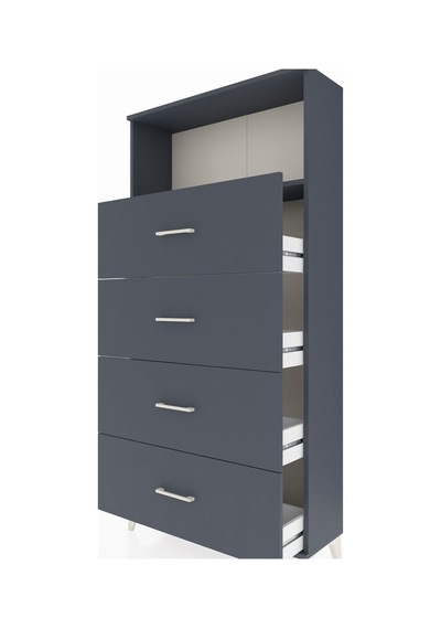 Arges Dolap 2 Raflı 4 Çekmeceli 88x30x182 Antrasit-antrasit Antrasit