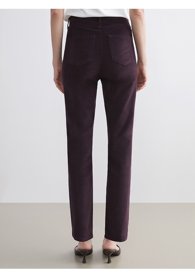 Lcwaıkıkı Classic Bordo Dar Fit Kadife Kadın Pantolon