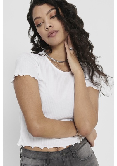 Only Kadın Kısa Kollu Fırfırlı Crop T-shirt - 15201206 Onlemma 001