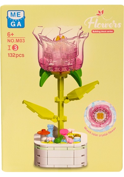 Building Block Flower 132 Parça Lila Gül