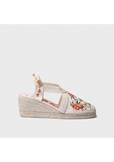 Toni Pons Montjoı Dalia Kadın Bej Çiçek Desen Dolgu Topuk Espadril 1tonw2025085 Bej-kırmızı Bej - Kırmızı