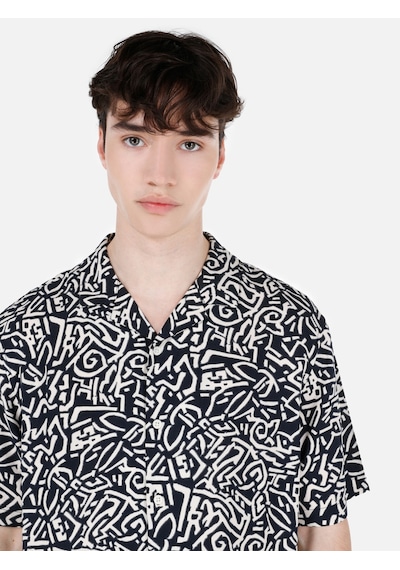 Colin's Colins Regular Fit Shirt Yaka Desenli Lacivert Erkek Kısa Kol Gömlek Cl1067545 Q1.v1 Nav Lacivert