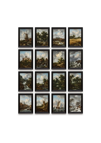 Jacob Van Ruisdael Tabloları 16'lı Sticker Seti Laptop Defter Planlayıcı Etiket Çok Renkli