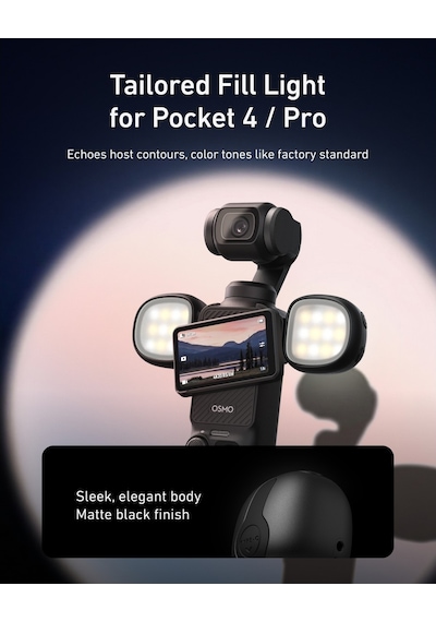 Telesin Osmo Pocket 4/3 Için Dolgu Işığı 2'li Set Dual Mini Fill Light Set For Djı Osmo Pocket 4