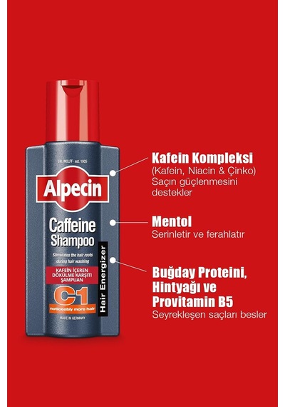 C1 - Kafeinli Dökülme Karşıtı Şampuan X2 Tek Ebat Unisex