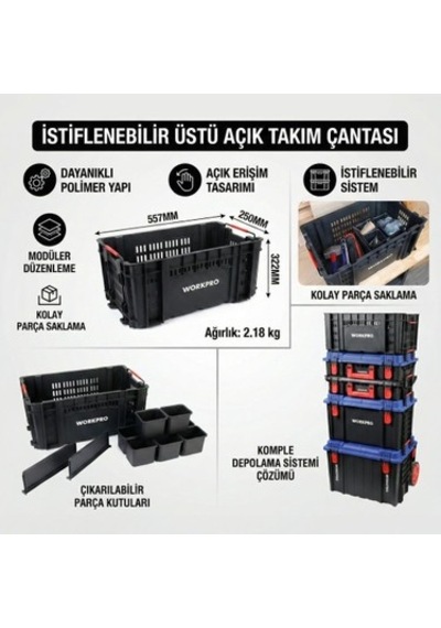 Üstü Açık Profesyonel Takım Kutusu 46lt İle Pratik Depolama