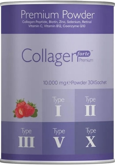 Collagen Forte Platinum Premium Powder Toz 5tip Kolajen 10.000 MG 30 Şase