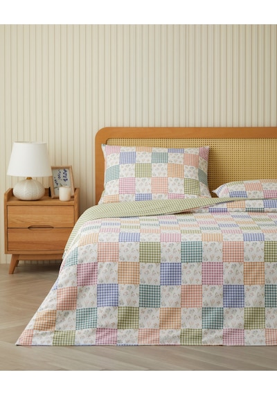 English Home Dreamy Patch Kolay Ütülenir Çift Kişilik Nevresim Seti 200x220 Cm Pembe - Yeşil
