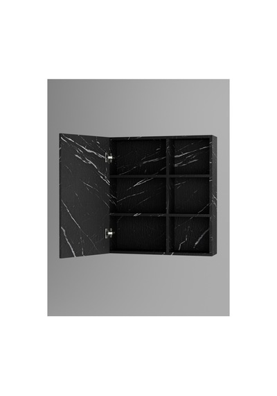 Dalin Tek Kapak Aynalı Banyo Dolabı Raflı Mdf Siyah