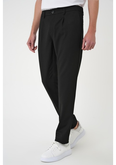 Efor Comfort Fit Beli Lastikli Pileli Siyah Jogger Pantolon P 1182 Siyah