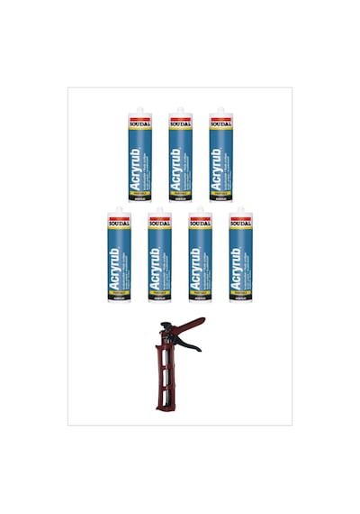 Soudal Silikonize Akrilik Mastik Beyaz 500gr 7 Adet+1 Adet Tabanca