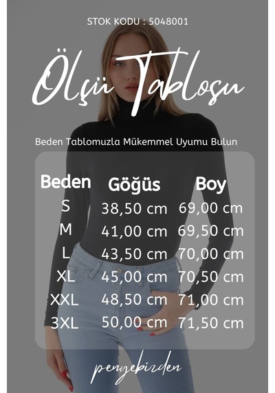 Penyebizden Kadın Viskon Tam Balıkçı Yaka Çıtçıtlı Zıbın Body-siyah