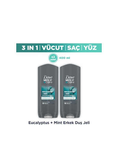 Dove Men +care Duş Jeli Body, Face&hair Eucalyptus +mint 400 Ml X2