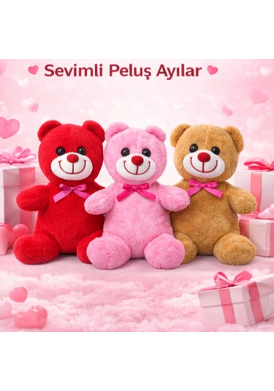 Peluş Ayıcık 25cm Kırmızı