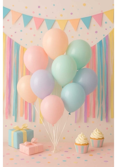 Karışık Makaron Balon Renk Soft Pastel Balon 10 Adet Çok Renkli