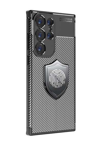 Galaxy Uyumlu S24 Ultra Kılıf Karbon Görünümlü Silikon Kamera Korumalı Üstün Koruma Pazarplus Siyah