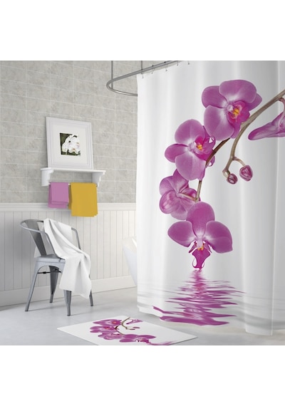 Zethome Tropik Orchid Banyo Duş Perdesi Tek Kanat 1X180X200 Çok Renkli