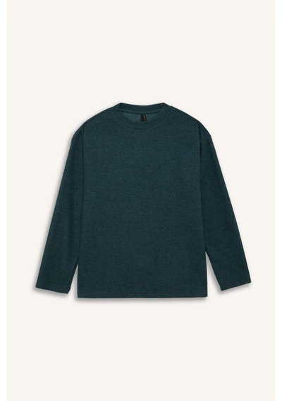 Defacto Relax Fit Bisiklet Yaka Sweatshirt F1013ax25augn650 Yeşil