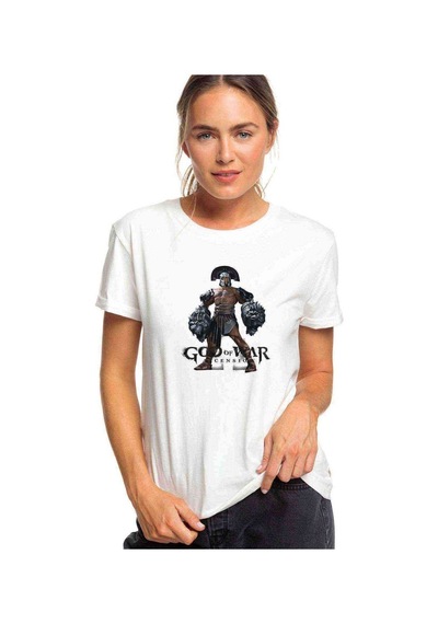 God Of War Baskılı Beyaz Kadın Tshirt (534308152)