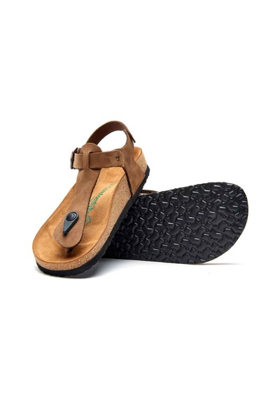 Comfortfusse Gerda - Kadın Ortopedik Hakiki Deri Sandalet Kum
