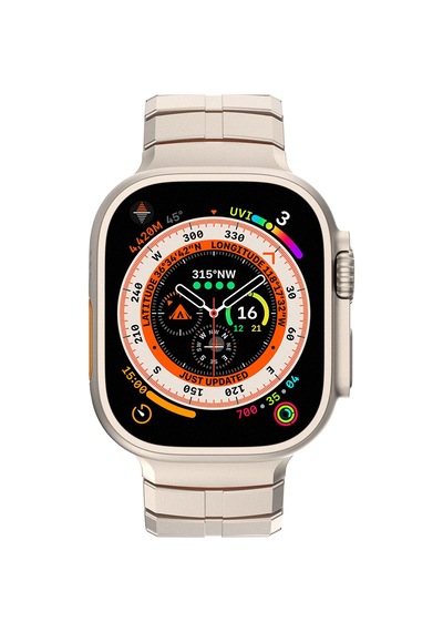 Watch 44mm Uyumlu Mohseven İwatch Titancore No.1 Metal Kordon Titanyum - Turuncu