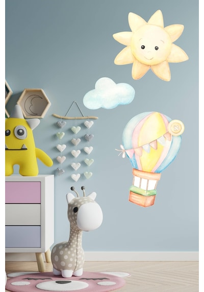 MSticker Sevimli Uçan Balon Bulut Ve Yıldız 3'lü Sticker Seti