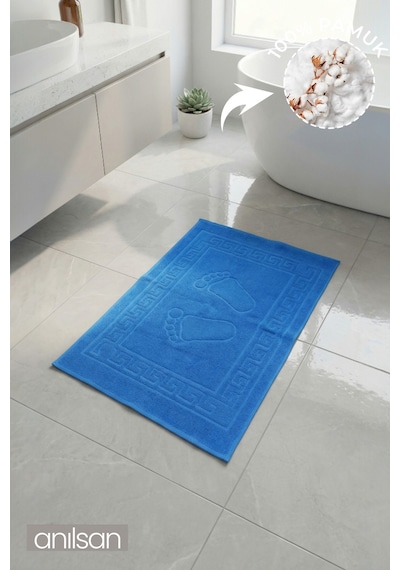 Turkuaz Greek Ayak Havlusu - 50x70 Cm, 245 Gr, %100 Pamuk, Spa Ve Otel Banyo Paspası, Günlük Kullanıma Uygun Turkuaz