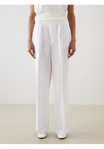 Lcw Modest Beyaz Loose Fit %100 Keten Kadın Pantolon