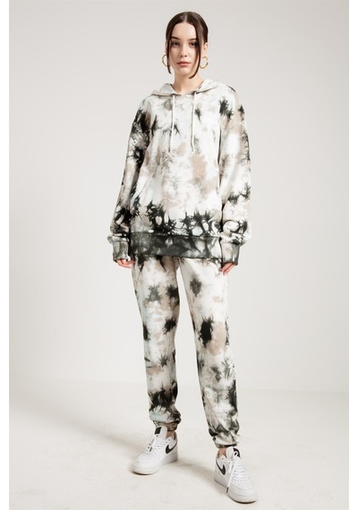 JAHR MARC Gri Batik Yıkamalı Oversize Kadın Jogger - L Gri