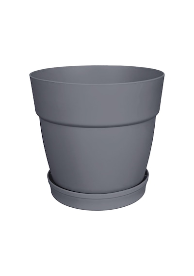 Tabaklı Delikli Plastik Çiçek Saksısı, 20 Cm 4 Lt, 2 Adet, Antrasit