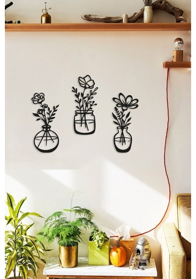 Decovista Ev Ofis Mutfak Ve Banyo Için Ahşap Dekoratif Duvar Vazo Çiçekler Vase 35x15cm