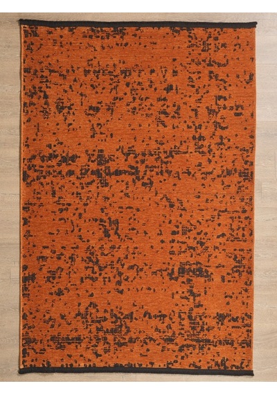 Bohem Tarz Geometrik Desenli Pamuk Taban Turuncu Renk Şönil Kilim