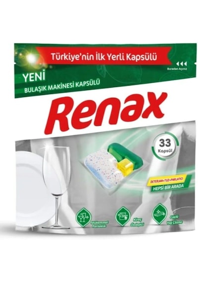 Renax Bulaşık Makinesi Kapsülü Hepsi Bir Arada 33 Kapsül