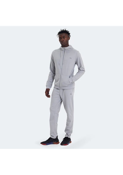 Slazenger RICH Erkek Fermuarlı Kapüşonlu Cepli Gri Eşofman Takımı