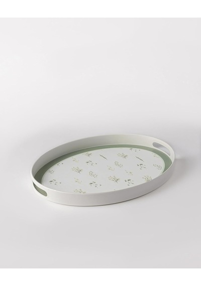 Delmare Oval Tepsi - Beyaz/yeşil
